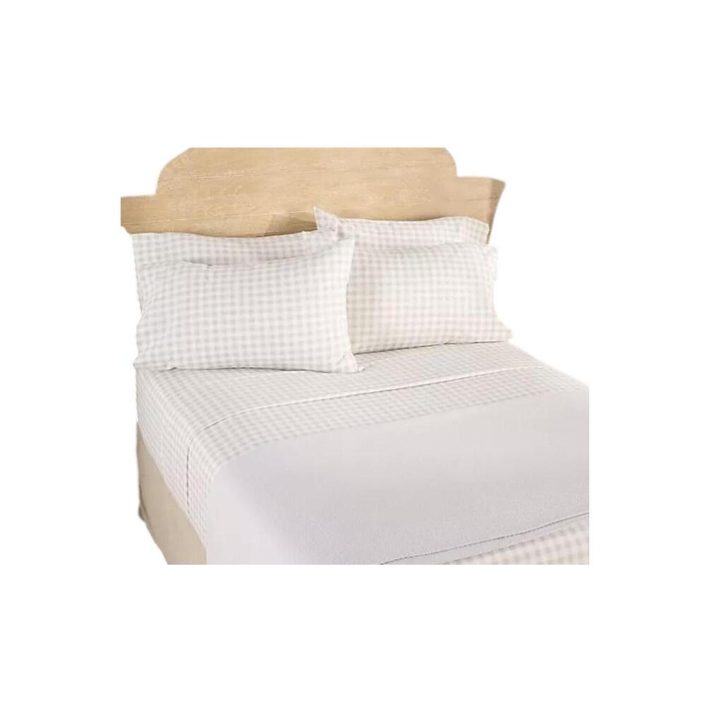 Home Reflections Flannel Sheet Set w/ Extra Cases Gray Check